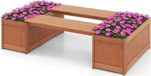 SlickBlue Outdoor Plant Container with Seat for Garden Yard Balcony Deck