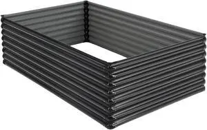 SlickBlue 71 Inch Galvanized Metal Raised Garden Bed for Garden Backyard-Dark Gray