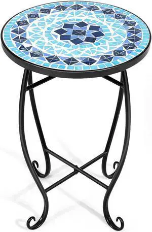 SlickBlue Outdoor Indoor Steel Accent Plant Stand Cobalt Table