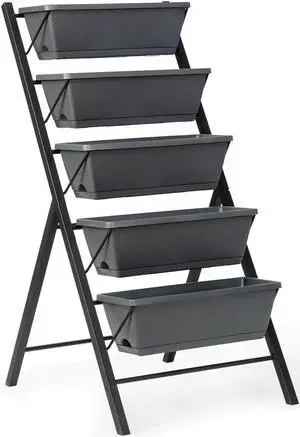 SlickBlue 5-Tier Raised Garden Bed with Water Drainage for Flowers Vegetables