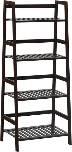 SlickBlue 4-Tier Bamboo Plant Rack with Guardrails Stable and Space-Saving