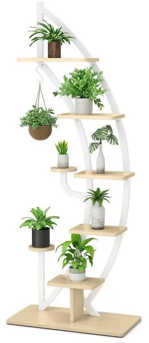 SlickBlue 6-Tier 9 Potted Metal Plant Stand Holder Display Shelf with Hook