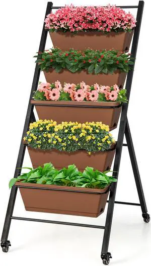 SlickBlue 5-Tier Vertical Raised Garden Bed with Wheels and Container Boxes