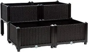 SlickBlue Set of 4 Elevated Flower Vegetable Herb Grow Planter Box