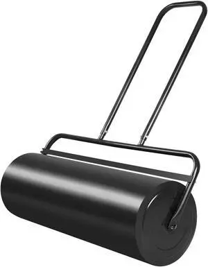 SlickBlue Tow Lawn Roller Water Filled Metal Push Roller-Black