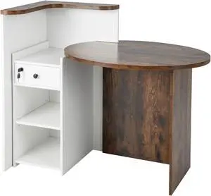 SlickBlue Front Reception Office Desk with Open Shelf and Lockable Drawer