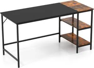 SlickBlue 55 Inch Modern Industrial Style Study Writing Desk with 2 Storage Shelves