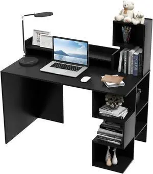 SlickBlue Modern Computer Desk with Storage Bookshelf and Hutch for Home Office