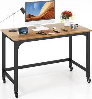 SlickBlue 48" Rolling Computer Desk with Heavy-duty Metal Frame for Home and Office