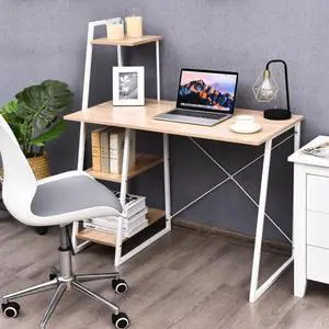 SlickBlue Study Workstation Computer Desk with 4 Tier Shelves