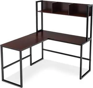 SlickBlue Reversible L-Shaped Corner Desk with Storage Bookshelf