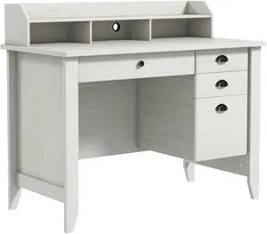SlickBlue Vintage Computer Desk with Storage Shelves and 4 Drawers-White