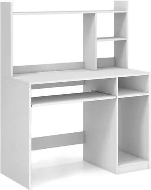SlickBlue Home Office Computer Desk with Bookcase Keyboard Tray and CPU Stand