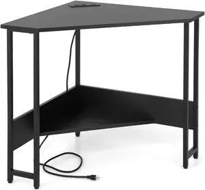 SlickBlue Triangle Computer Corner Desk with Charging Station