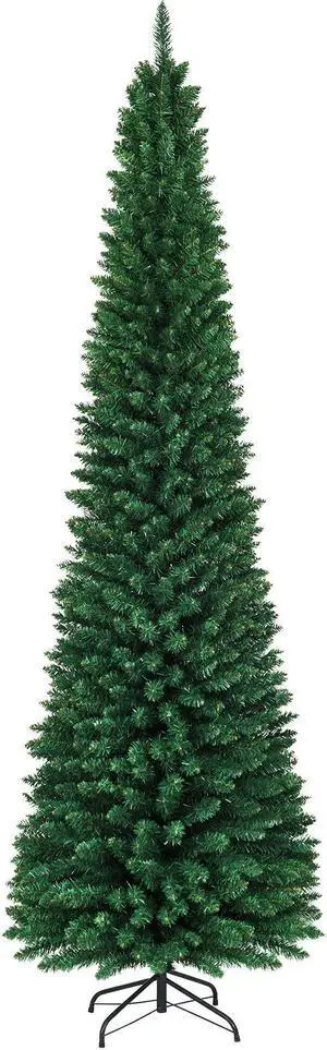 SlickBlue PVC Artificial Slim Pencil Christmas Tree-9 ft