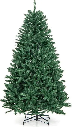SlickBlue 6 Feet Hinged Artificial Christmas Tree with Solid Metal Stand