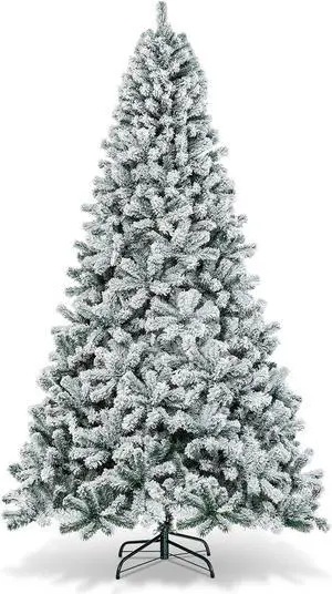 SlickBlue 9 Feet Artificial Christmas Tree with Premium Snow Flocked Hinged