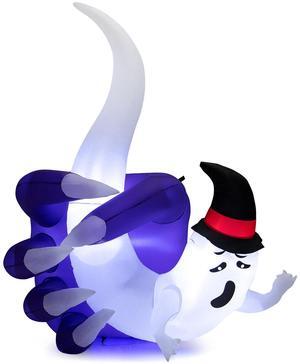 SlickBlue 6 Feet Halloween Inflatable Hand Hold the Ghost with Built-in LED and Air Blower