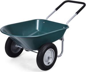 SlickBlue 2 Tire Wheelbarrow Garden Cart Heavy-duty Dolly Utility Cart-Green