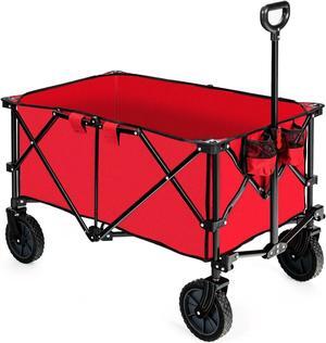 SlickBlue Outdoor Folding Wagon Cart with Adjustable Handle and Universal Wheels