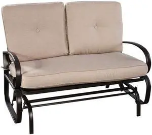 SlickBlue Outdoor Patio Cushioned Rocking Bench Loveseat