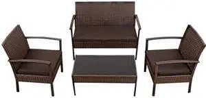 SlickBlue 4 pcs Patio Rattan Wicker Furniture Set