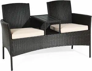 SlickBlue Modern Patio Conversation Set with Built-in Coffee Table and Cushions