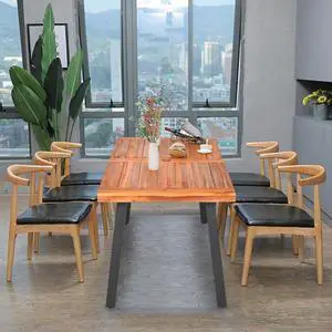 SlickBlue Acacia Wood Outdoor Dining Table Patio with Umbrella Hole