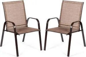 SlickBlue 2 Pcs Patio Chairs Outdoor Dining Chair with Armrest