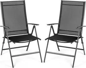 SlickBlue Set of 2 Adjustable Portable Patio Folding Dining Chair Recliners