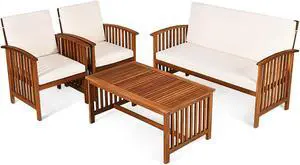 SlickBlue 4 Pieces Patio Solid Wood Furniture Set