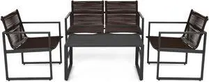 SlickBlue 4 Pieces Patio Furniture Conversation Set with Sofa Loveseat