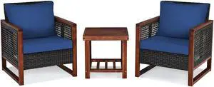 SlickBlue 3 Pieces Acacia Wood Patio Furniture Set with Coffee Table