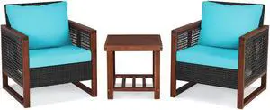 SlickBlue 3 Pieces Acacia Wood Patio Furniture Set with Coffee Table
