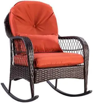 SlickBlue Outdoor Wicker Rocking Chair w/ Cushion