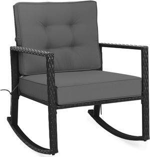 SlickBlue Patio Rattan Rocker Outdoor Glider Rocking Chair Cushion Lawn