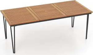 SlickBlue 79 Inch 8-Person Outdoor Dining Table with 1.9 Inch Umbrella Hole