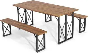 SlickBlue 6-Person Outdoor Patio Dining Table Set with 2 Inch Umbrella Hole