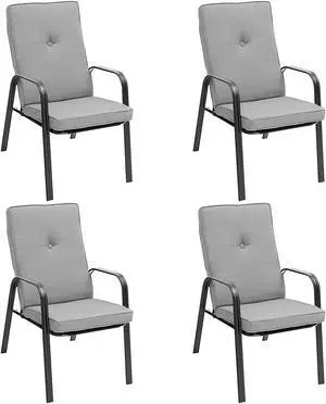 SlickBlue 4 Patio Dining Stackable Chairs Set with High-Back Cushions