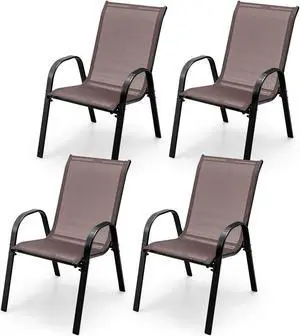 SlickBlue 4 Pieces Stack-able Patio Dining Chairs Set with Armrest