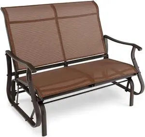 SlickBlue 2-Person Patio Glider Bench with High Back and Curved Armrests