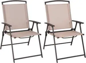 SlickBlue Set of 2 Patio Dining Chairs with Armrests and Rustproof Steel Frame