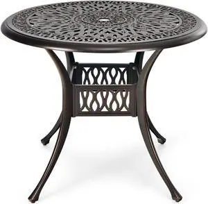 SlickBlue Patio Round Dining Bistro Table with Umbrella Hole