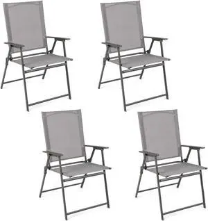 SlickBlue Set of 4 Patio Folding Chair Set with Rustproof Metal Frame