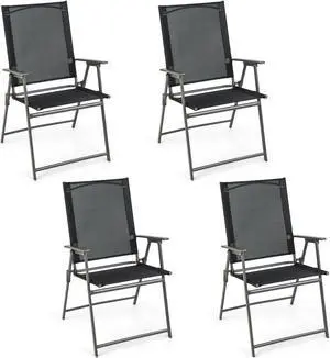 SlickBlue Set of 4 Patio Folding Chair Set with Rustproof Metal Frame