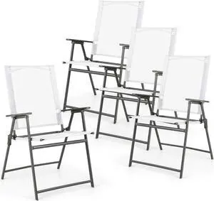 SlickBlue Set of 4 Patio Folding Chair Set with Rustproof Metal Frame
