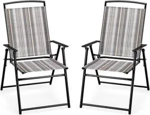 SlickBlue Set of 2 Patio Folding Sling Chairs Space-saving Dining Chair