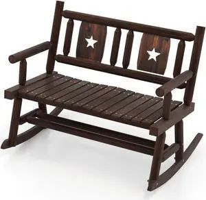 SlickBlue Patio Rocking Bench Double Rocker Chair with Ergonomic Seat 2-Person Loveseat