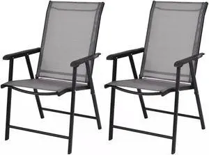 SlickBlue Set of 2 Outdoor Patio Folding Chair with Ergonomic Armrests