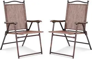 SlickBlue Set of 2 Patio Folding Sling Back Camping Deck Chairs